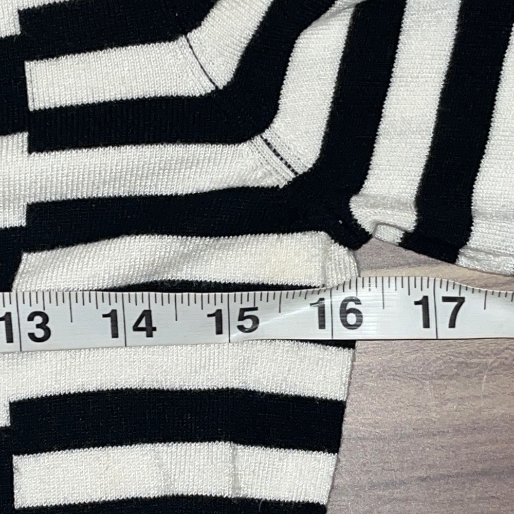 White House Black Market Striped Crew Neck Sweater with 3/4 sleeve - Picture 9 of 13